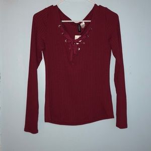 Red lace up shirt